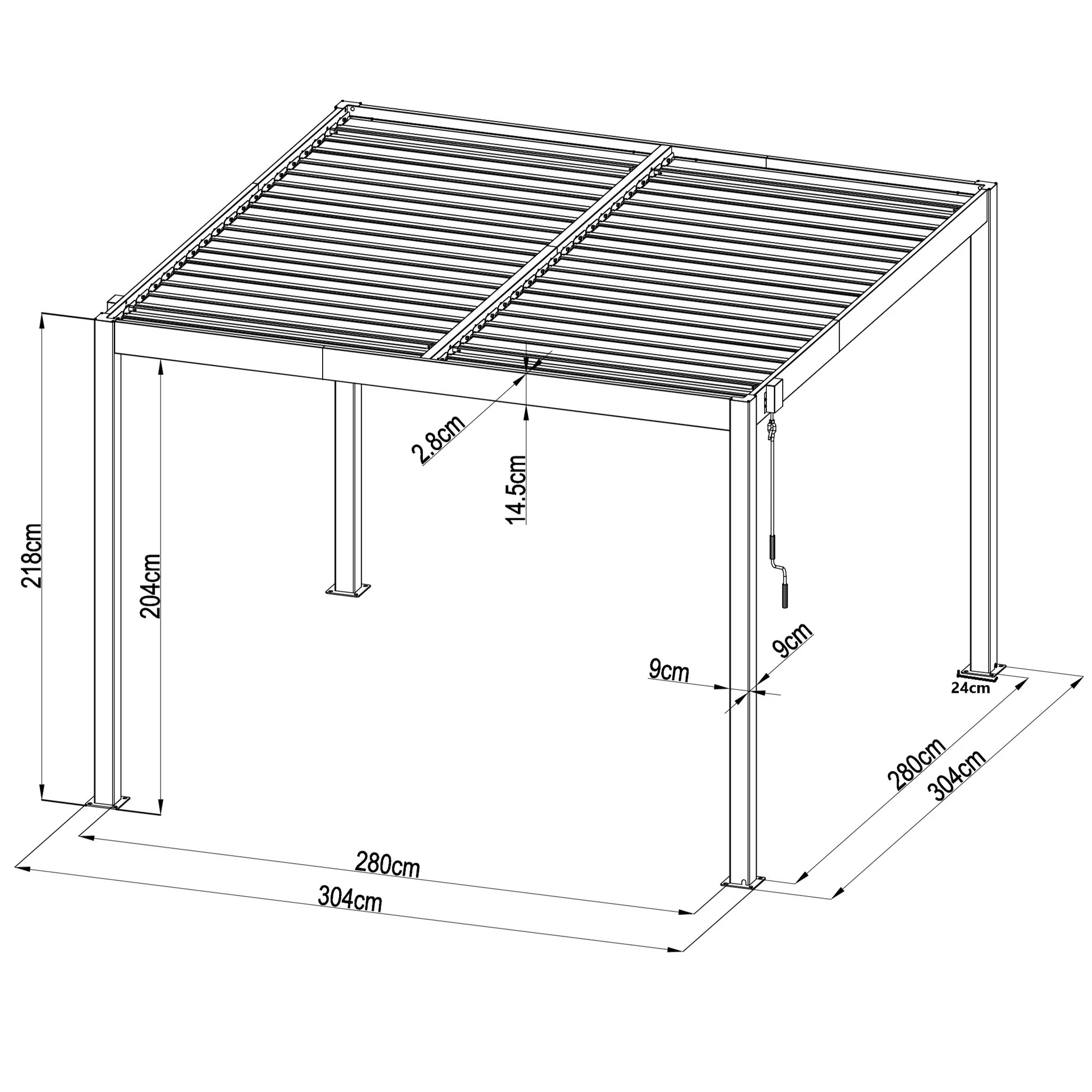 Pérgola bioclimática 3x3m | Lamas de aluminio y acero | Sevilla Antracita – Image 2