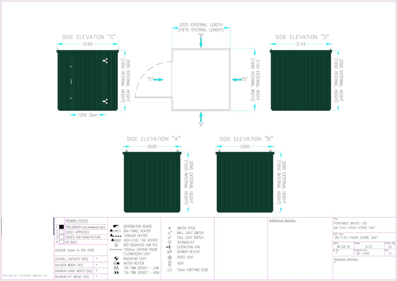 Contenedor de almacenamiento metálico de empaque plano – Image 2