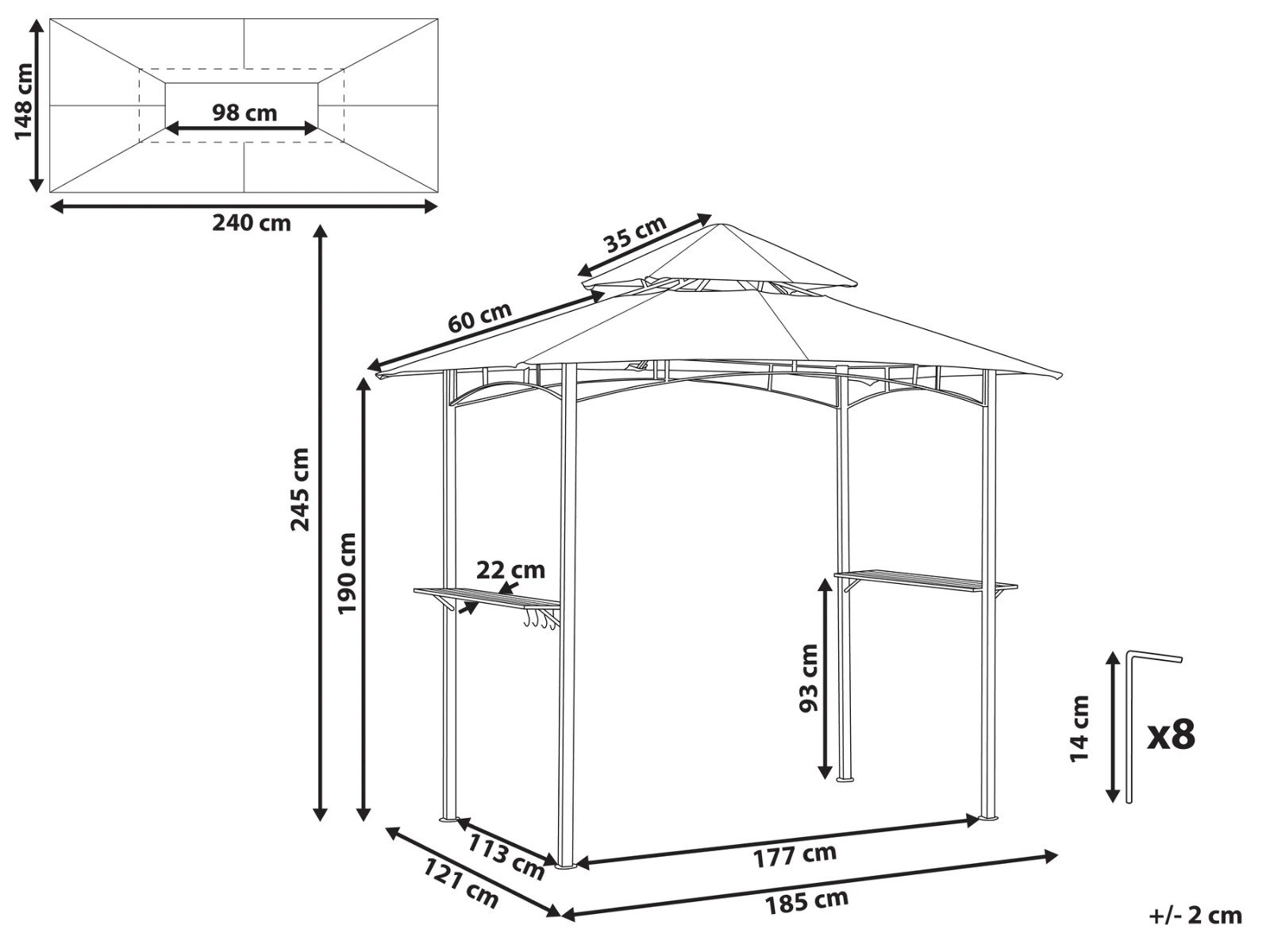 Gazebo NARO Metal Beige – Image 11