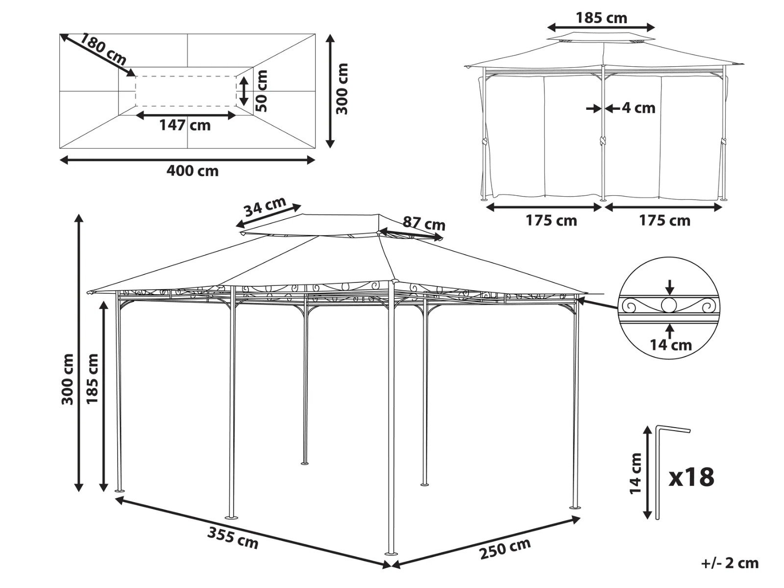 Gazebo COLOS Metal Beige – Image 12