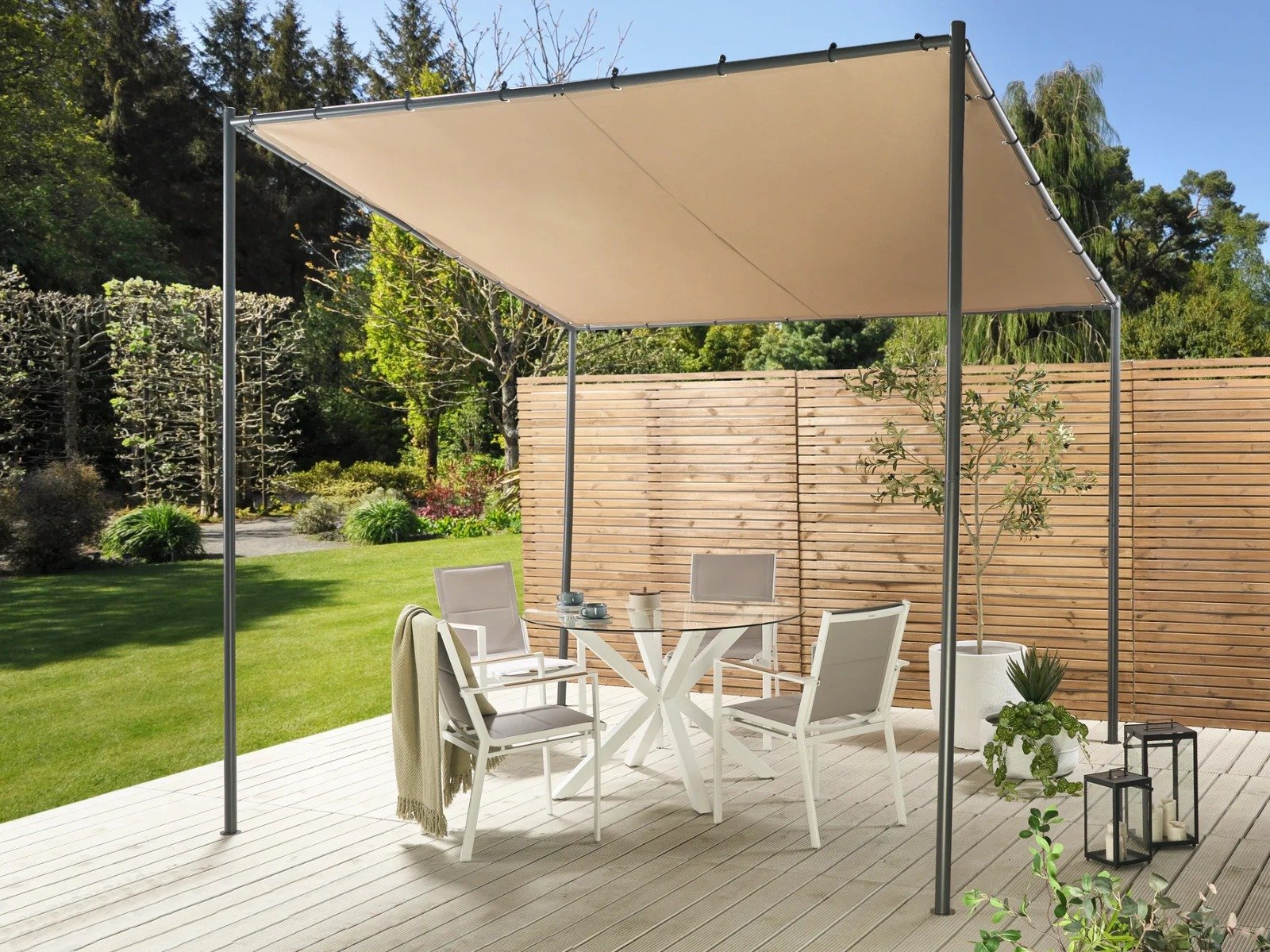Gazebo VIMINO Metal Taupe – Image 2